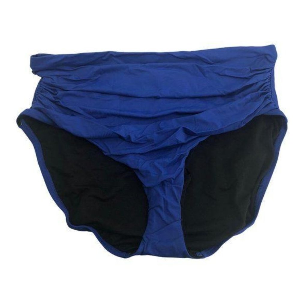 Chaps Cinch High Waisted Core Solids Shirred Bikini Bottom Plus  22W